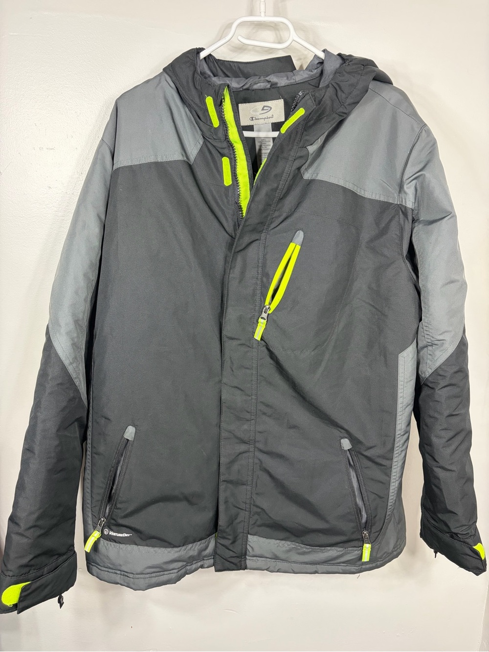 Champion‎ VentureDry Hooded Insulated Jacket Gray Black Men’s XL Coat